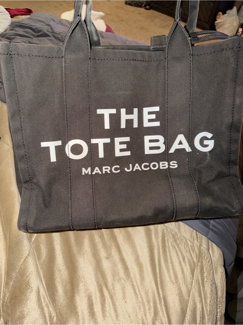 Marc Jacobs Black Canvas Duffel Tote with White Logo